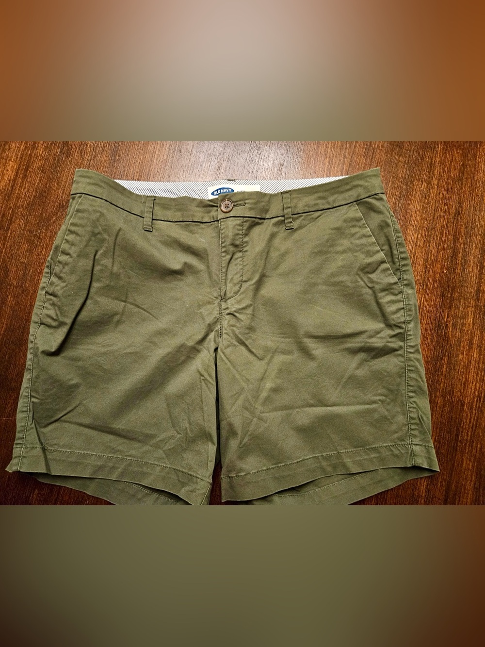 Old Navy Olive Chino Flat-Front Shorts